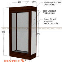 Mẫu tủ trang sức rời kích thước 400 mm x 200 mm x 810 mm.